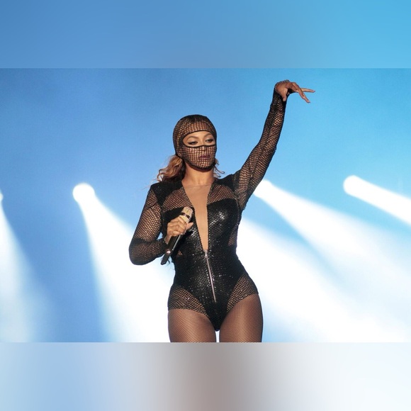 BEYONCÉ On The Run Tour Fishnet Faux Leather Bodysuit - Picture 14 of 16